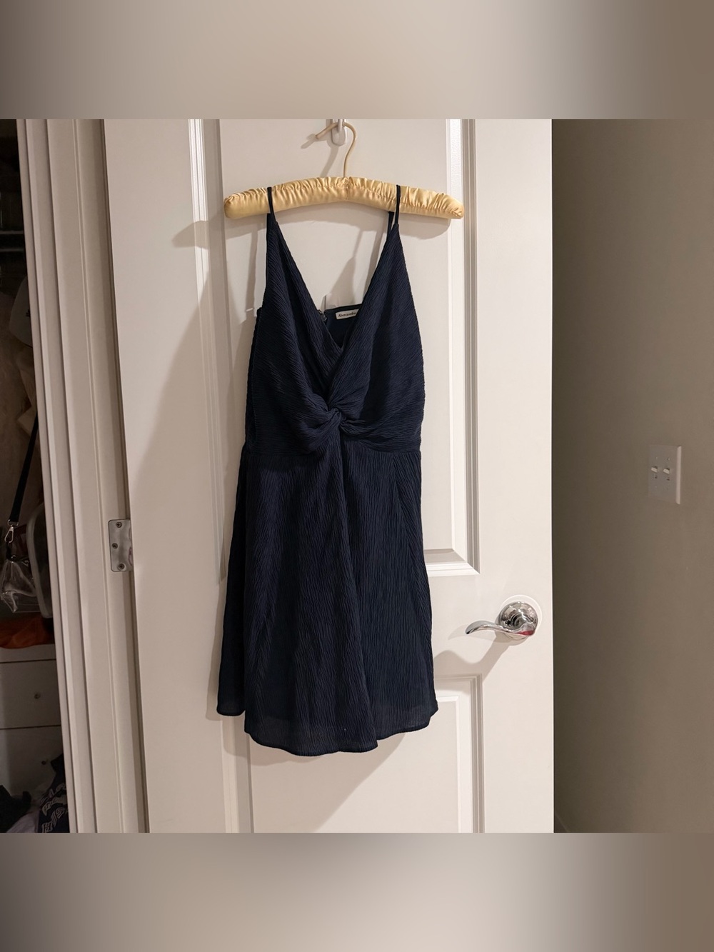 Abercrombie & Fitch Crinkle Textured Twist-Front Mini Dress